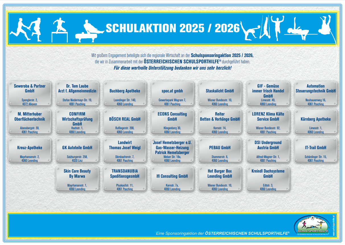 Logos der SponsorInnen der Schulaktion 2025/26