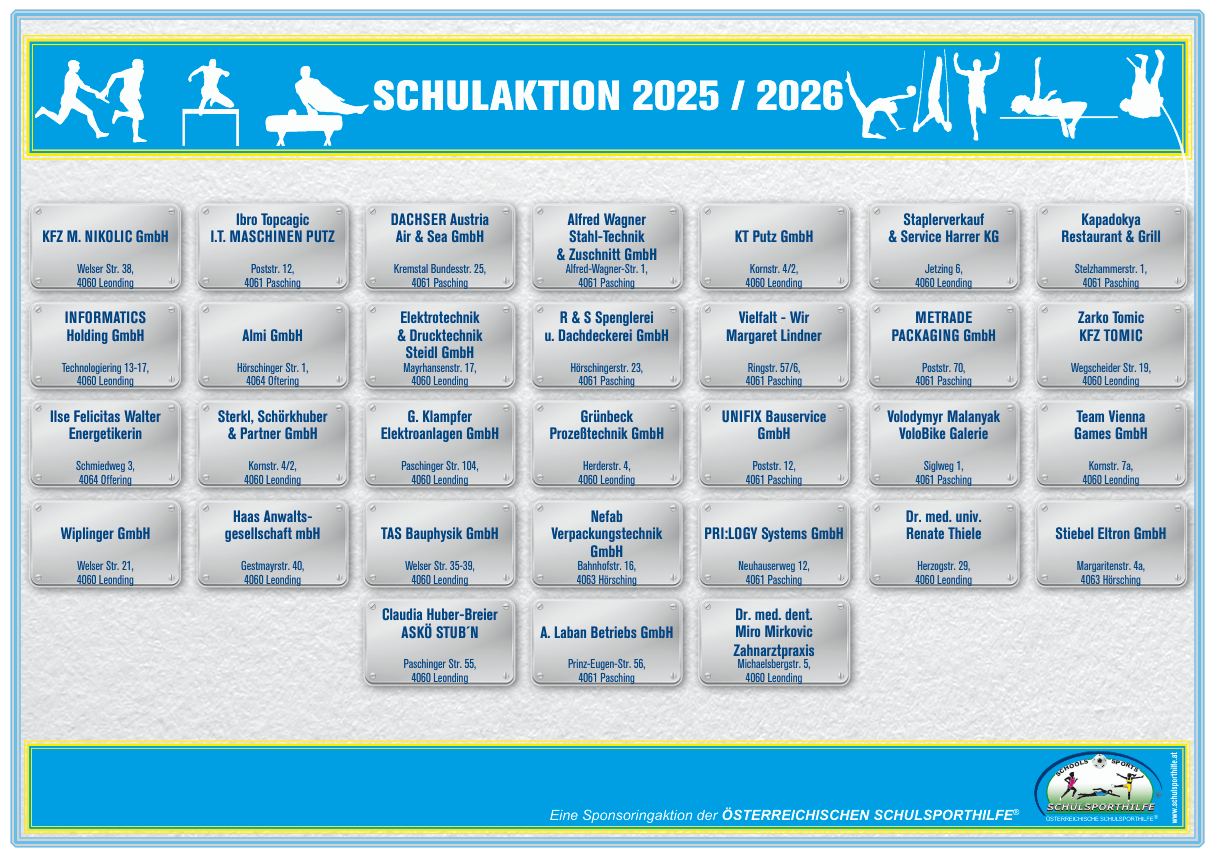 Logos der SponsorInnen der Schulaktion 2025/26
